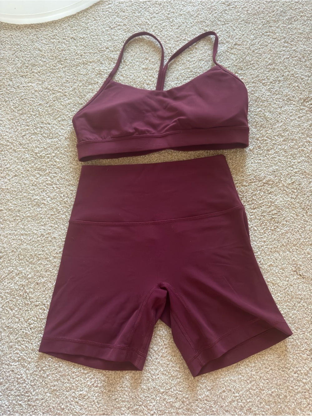 lululemon athletica Burgundy Sports Bralette & High-Waist Shorts Set
